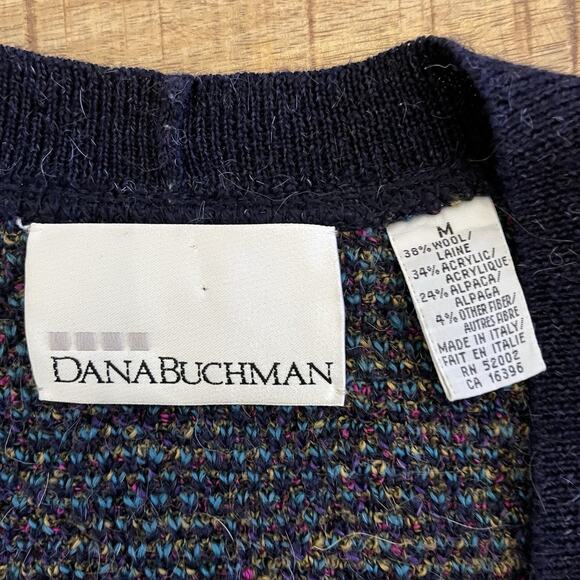 Vintage Dana Buchman Cardigan Medium Wool Alpaca Tapestry Artsy Long Italy Made - Picture 8 of 14